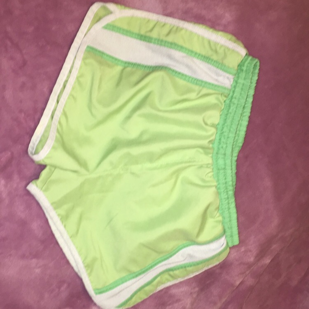 Green work out shorts